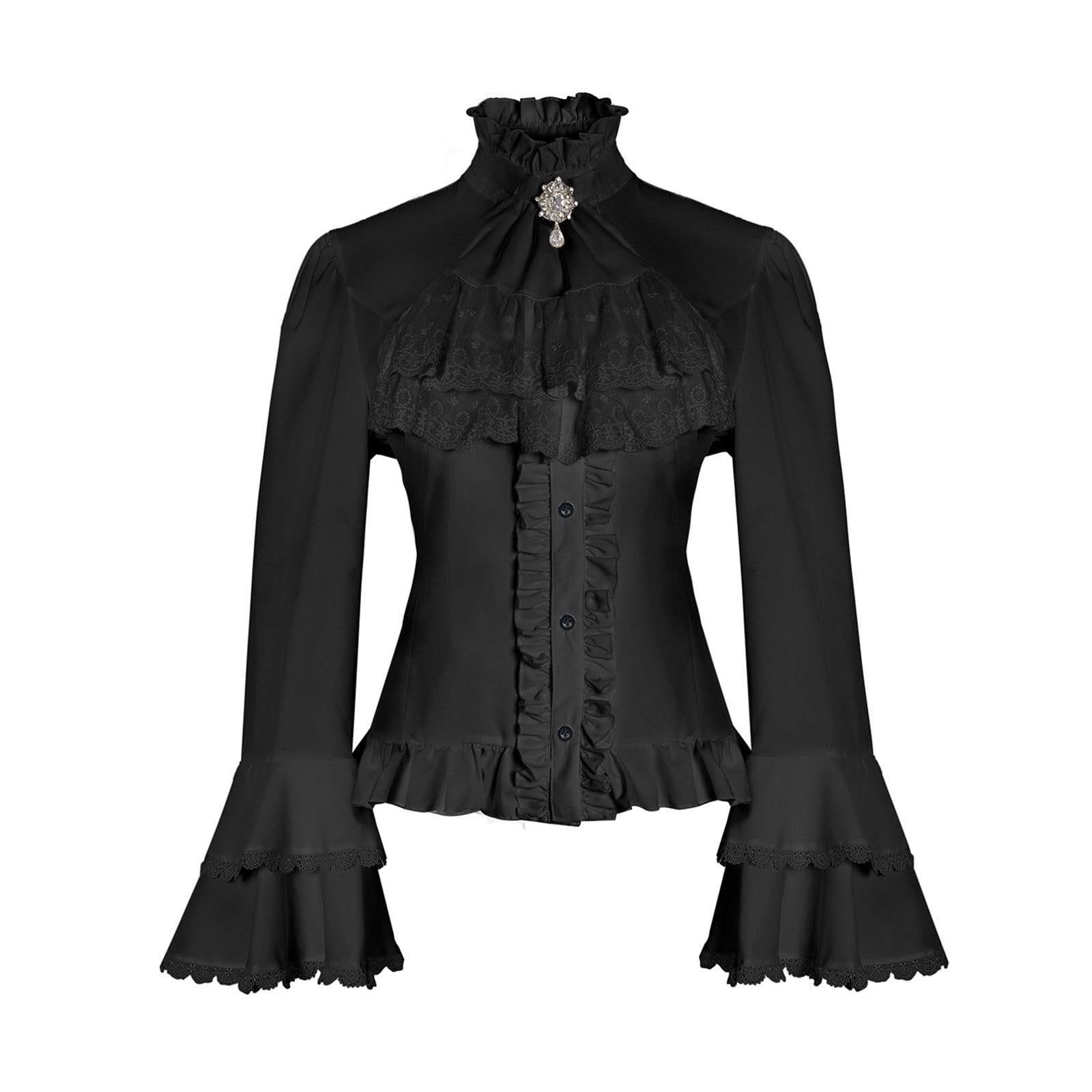 Chemisier Femme gothique pour femme, haut à manches longues et à volants