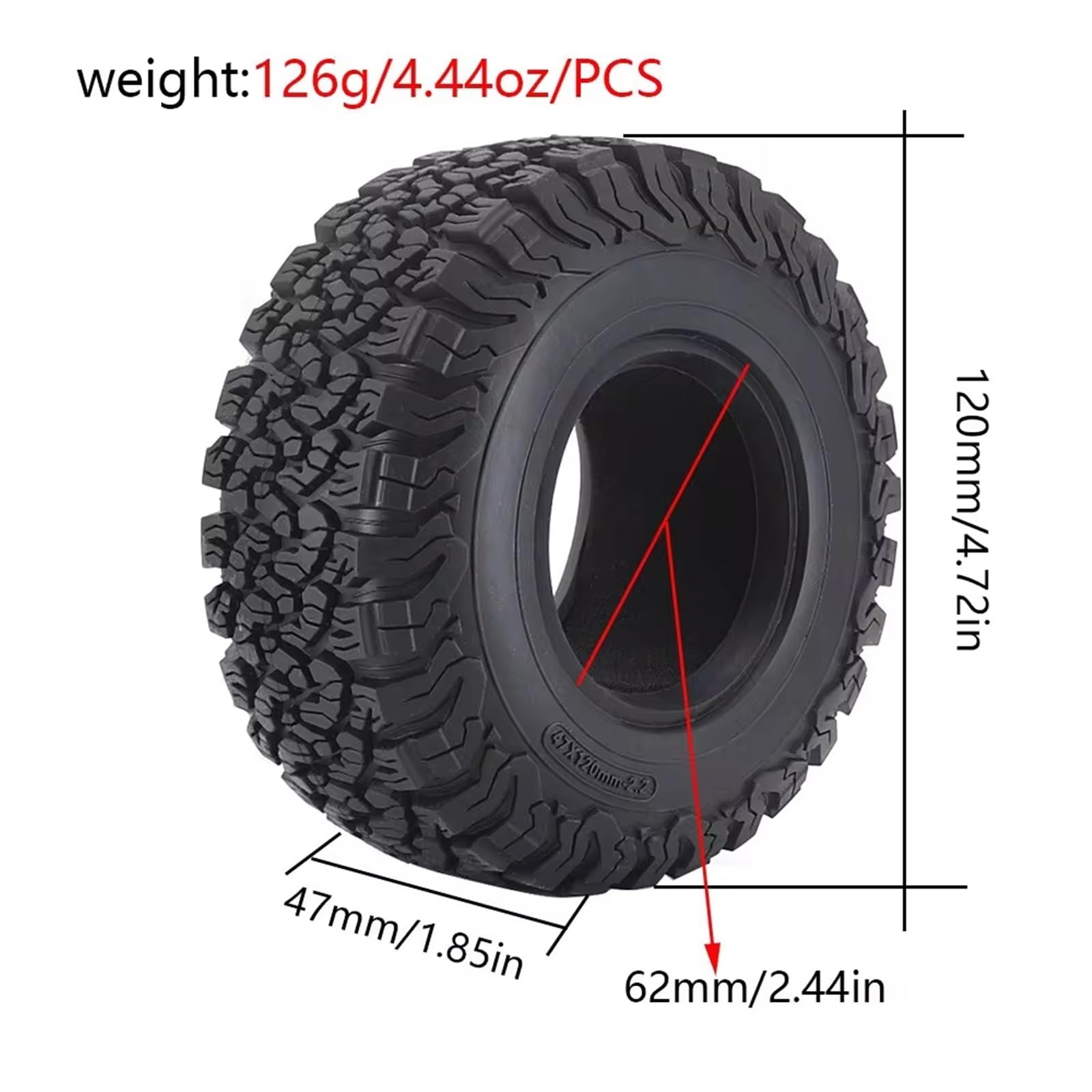 Per Redcat Per Scx10 Per Axial 90046 Per Traxxas Per Trx4 Per Trx6 Rc Auto Pneumatici In Gomma Da 2,2 Pollici 120mm Per 1/10 Rc Crawler Car Ruote