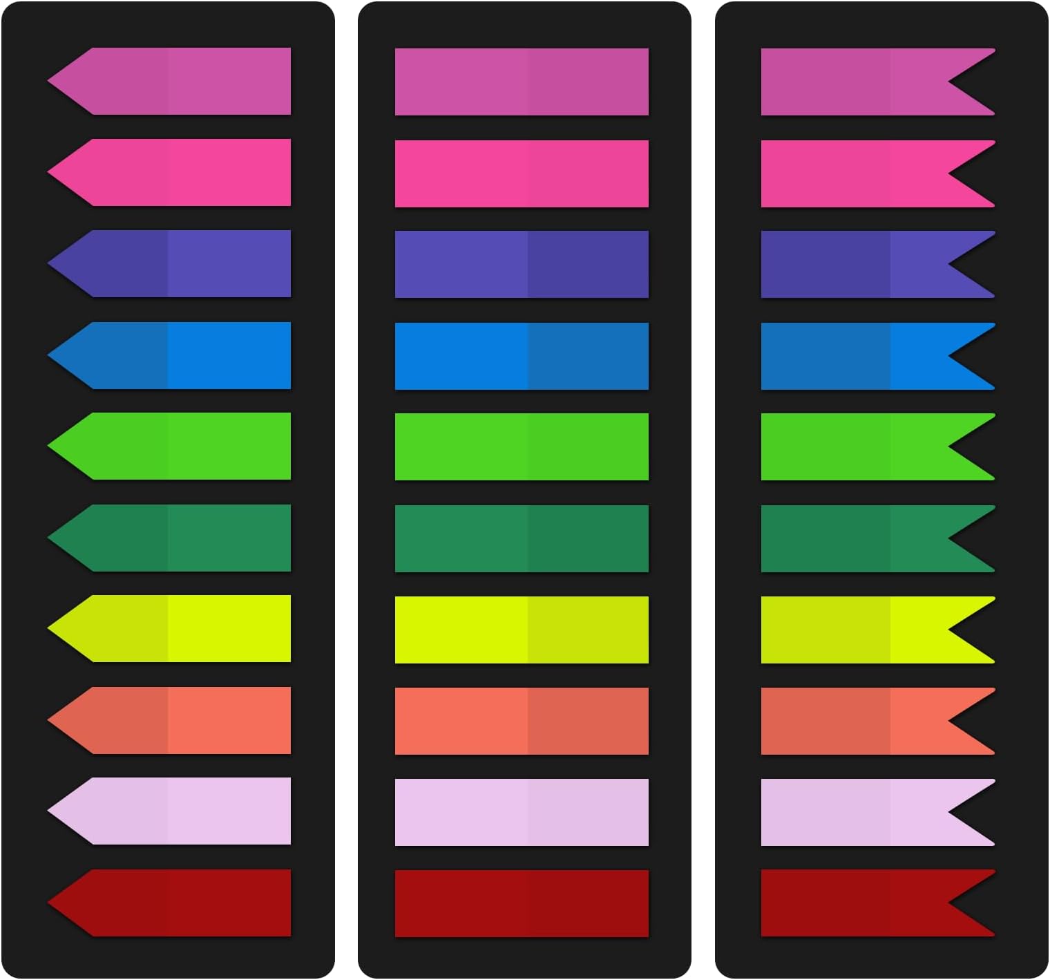 KICNIC Page Markers Sticky Index Tabs 750 Pcs, Arrow Flag Tabs Self Adhesive, Sticky Notes for Page Marking and Highlighting [3 Designs, 10 Colors] Writable, Repositionable