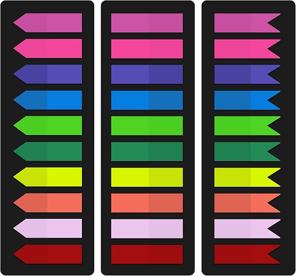 KICNIC Page Markers Sticky Index Tabs, Arrow Flag Tabs Self Adhesive, Colored Notes Tab Stickers for Notebook, Documents
