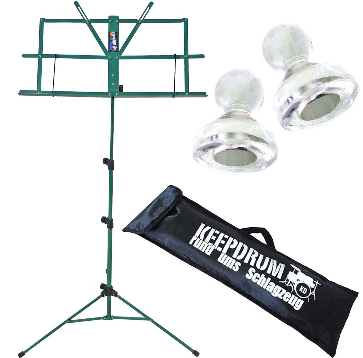 keepdrum MUS2 Pulpit na nuty, zielony + 10 magnesów na pulpit z nutami + torba