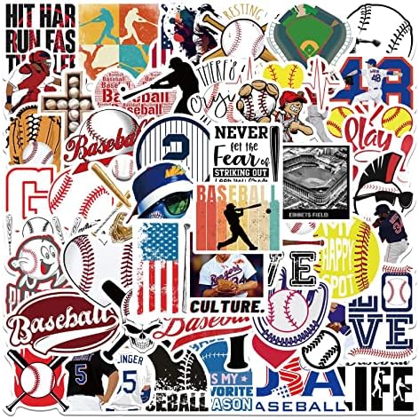 52Pcs Baseball Sports Themes Waterproof Stickers for Water Bottle Cup Laptop Bike Skateboard Luggage Box Vinyl Graffiti Patches BRJHSL