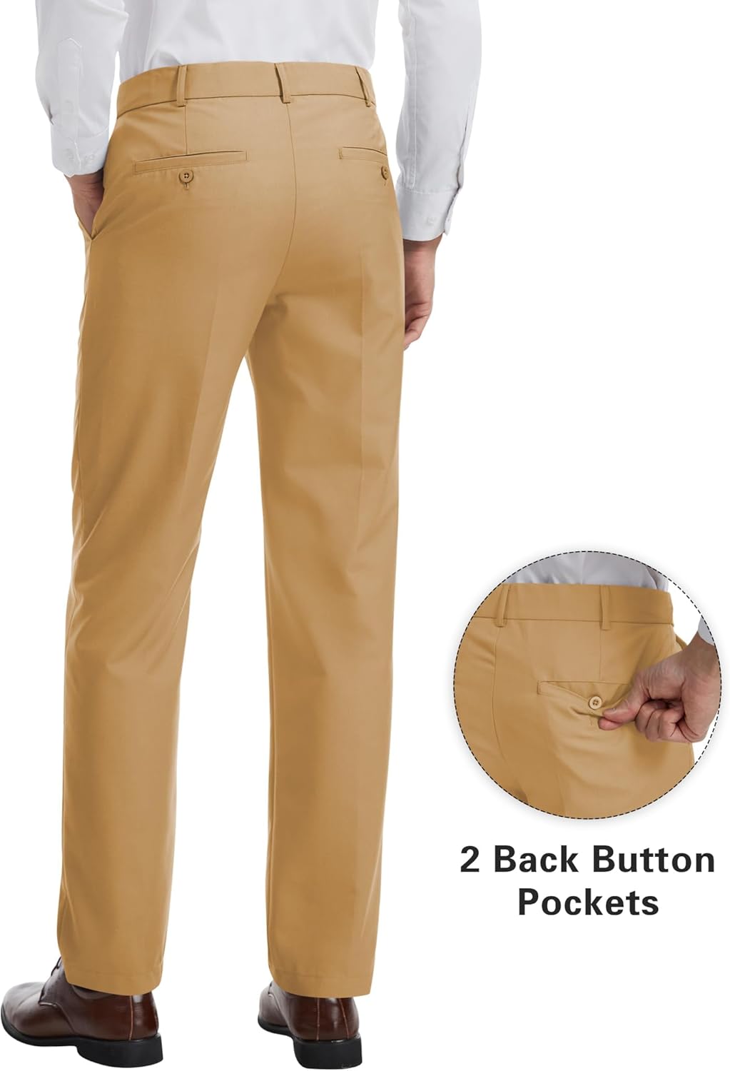 Men's Tall Classic Fit Expandable-Waist Flex Flat Front Dress Pants Formal Pants for Business & Office - Image 4