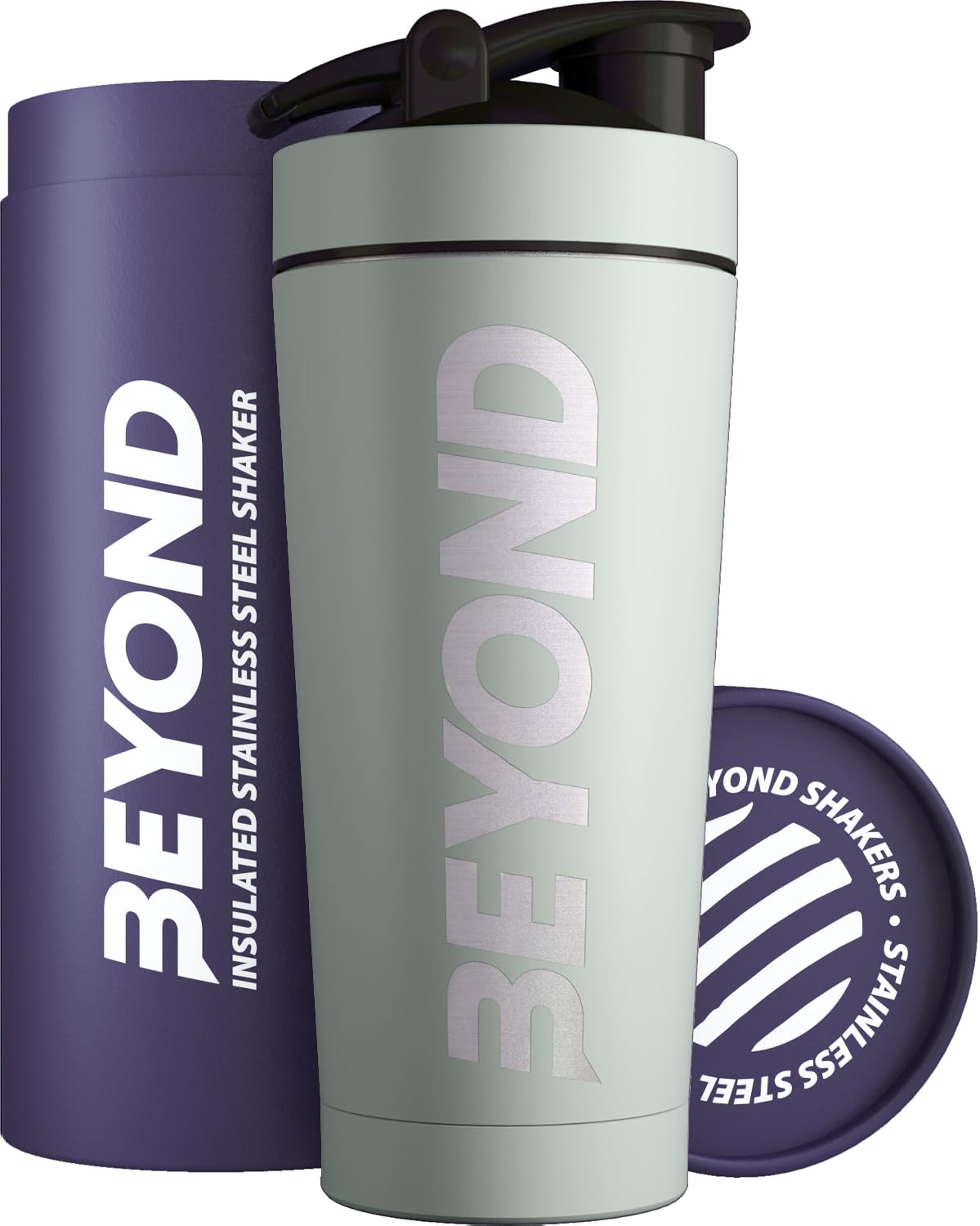 Beyond Shakers Seafoam Insulated Metal Protein Shaker, Stainless Steel Supplement Bottle - Bpa Free For Gym 735Ml In Green