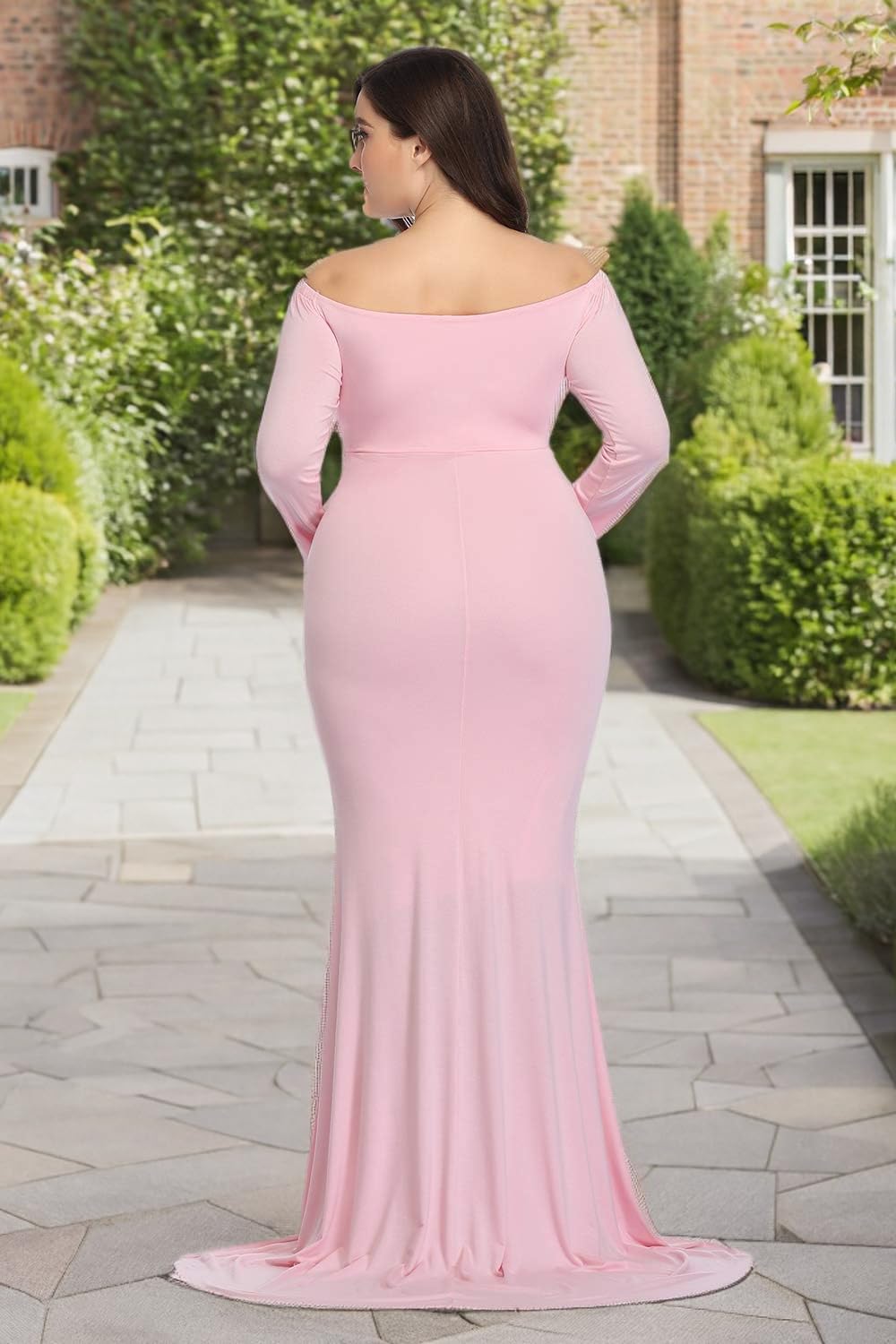 Mommy Jennie Long Sleeve Maternity Dress for Photoshoot Stretchy Pregnancy Fitted Gowns for Baby Shower - Image 4
