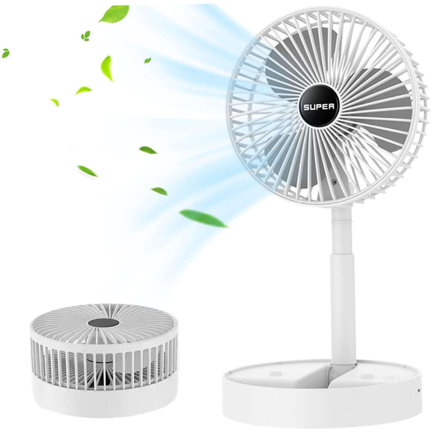Dbvnnsy Portable 3-Speed Foldable Desktop Fan, USB Rechargeable Swing-Head Table Fan with 180° Adjustable Angle & Quiet Motor for Office, Bedroom & Travel