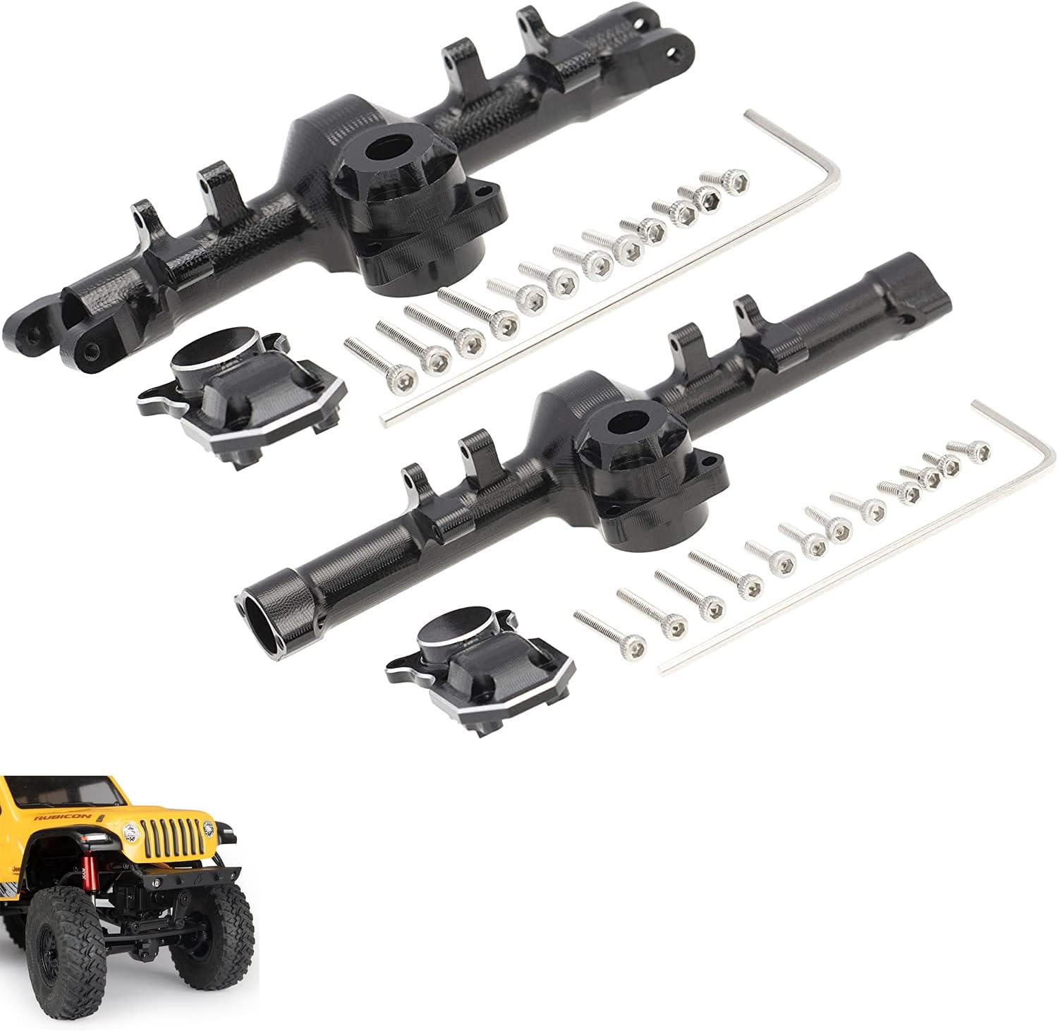 KWBRC 1/24 Scale RC Car Front Axle Housing Front with Back Cover Aluminum Axle Case Front/Rear Diff Housing for Axial SCX24 90081 RC Car Model Accessories (Front axle + Rear axle)