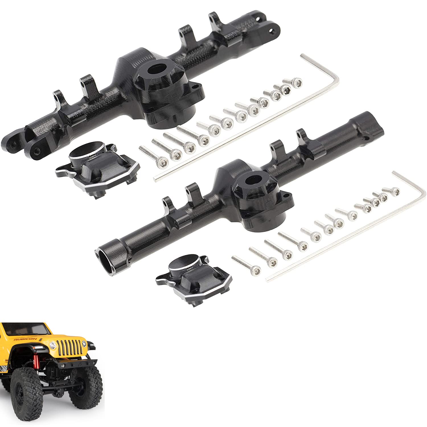 KWBRC 1/24 Scale RC Car Front Axle Housing Front with Back Cover Aluminum Axle Case Front/Rear Diff Housing for Axial SCX24 90081 RC Car Model Accessories (Front axle + Rear axle)