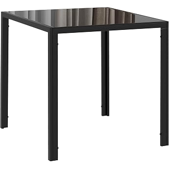 HOMCOM Dining Room Table 75 x 75 cm for 4 People Modern Table Black