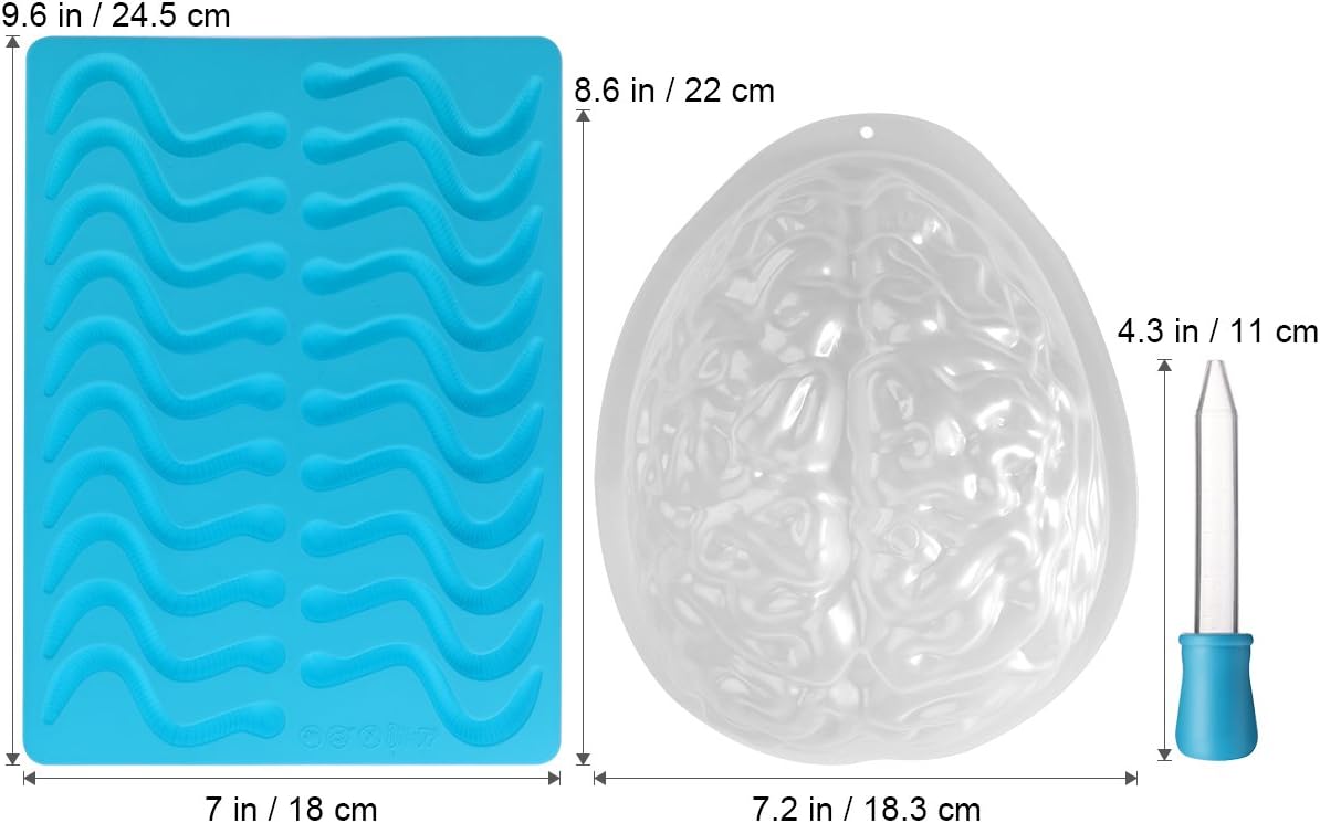 BESTonZON 2 Pack Brain Jelly Mould and Silicone Mould for Halloween or Pirate Themed Parties