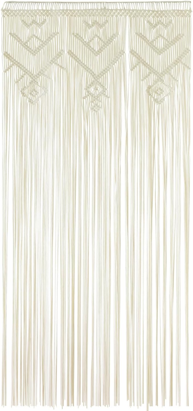 IOWER Macrame Wall Hanging Ivory Handmade Window Curtain Boho Geometric Curtains Woven Panel for Windows Door Curtains Room Divider Soft Light Filtering 35" W x 70" L Décor