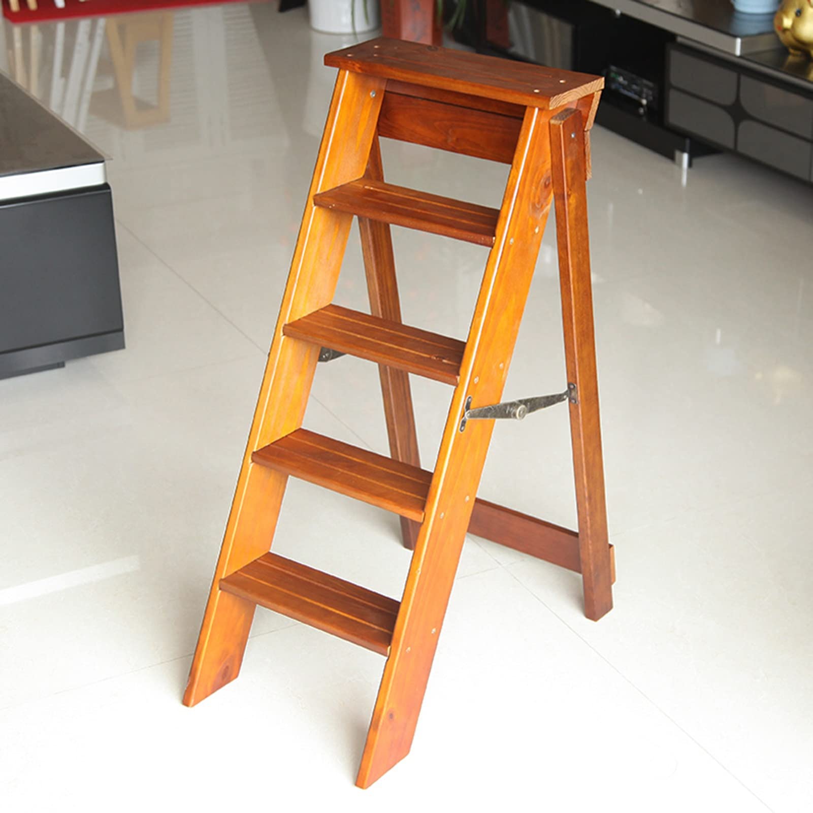 Chaise d'escalier en bois avec échelles pliables 5 marches