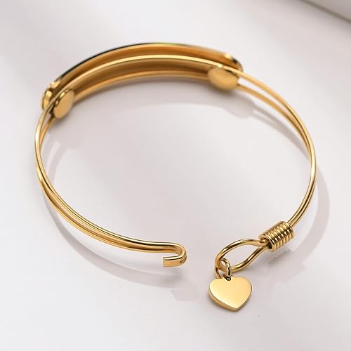 Miniatura 75 de VNOX Pulsera médica de acero inoxidable para mujer, pulsera de identificación de alerta médica de emergencia de acero inoxidable, grabado gratuito