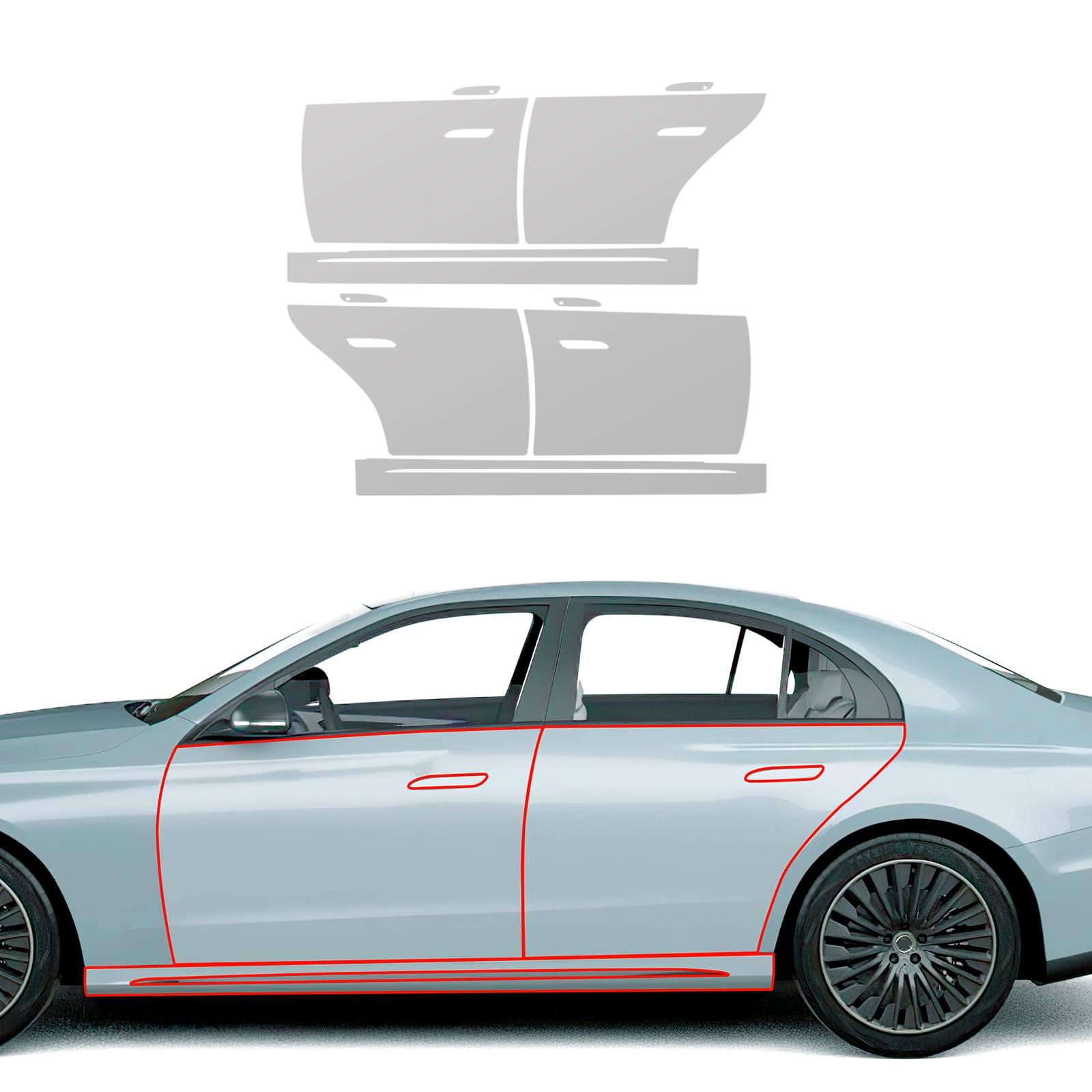 für Mercedes-Benz E-Klasse W214 2024 2025 Auto-Lackschutzfolie Vorgeschnitten TPU Transparent Selbstklebend Regenfest Wasserdicht HD Kratzfest zubehör