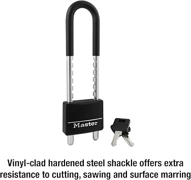 Master Lock 527D Adjustable Shackle Padlock with Key, Black
