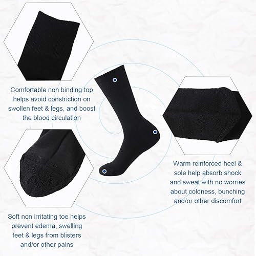 Miniatura 4 de Forcool Calcetines de lana merina para diabéticos para hombres y mujeres, ML, XL, 13 pares