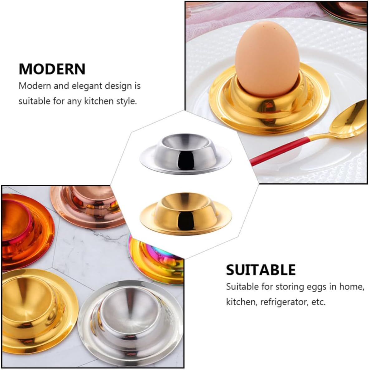 2pcs Stainless Steel Egg Cup Holder Tray for Soft-boiled Eggs