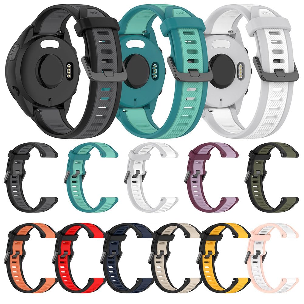 Paski kompatybilne z zegarkiem Garmin Forerunner 165/165 music/Forerunner 168/168 music, zapasowy pasek do Vivoactive 5, sportowy pasek, miękki silikonowy pasek na nadgarstek, metalowa