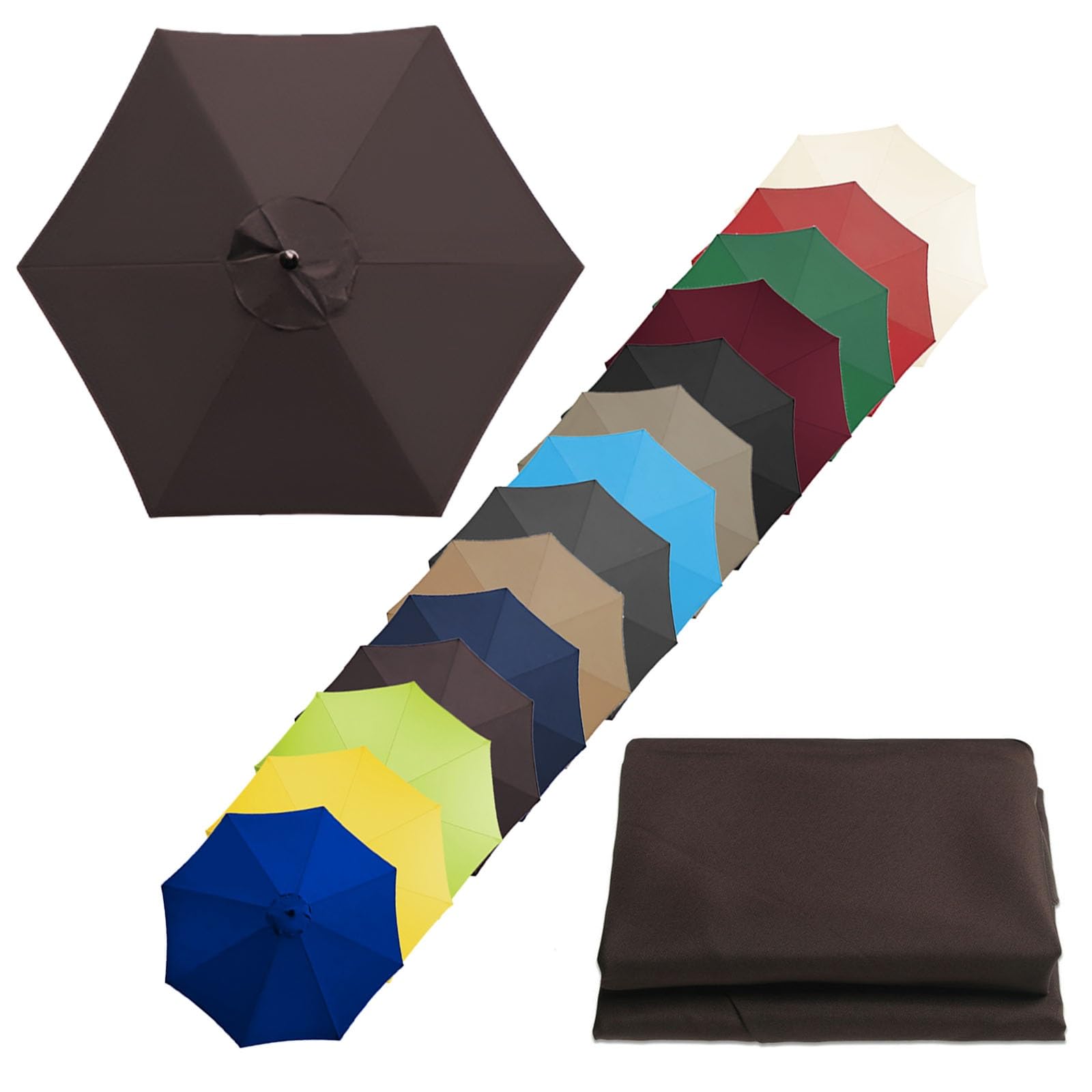 Replacement Canopy Top, Sun Umbrella Replacement Cloth 200cm/270cm/300cm+6 Arms/8 Arms Replacement Parasol Fabric Cover For Garden Umbrella(Color:Brown,Size:8 ribs-3m(9.8ft)) — image 1