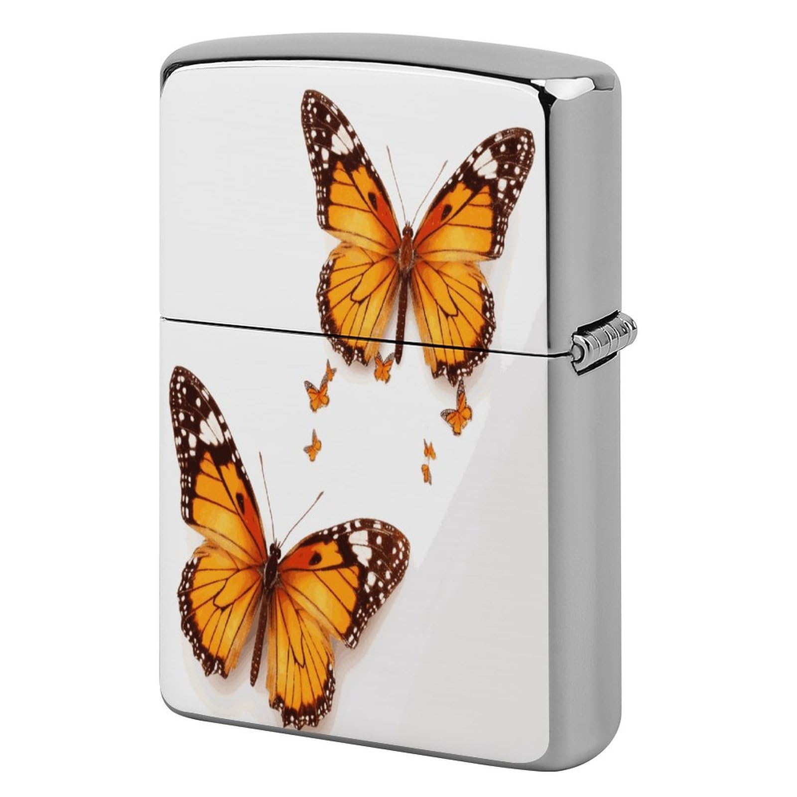 Fekiloot Style Orange Butterfly Lighter Case Cover Metal Lighter Case
