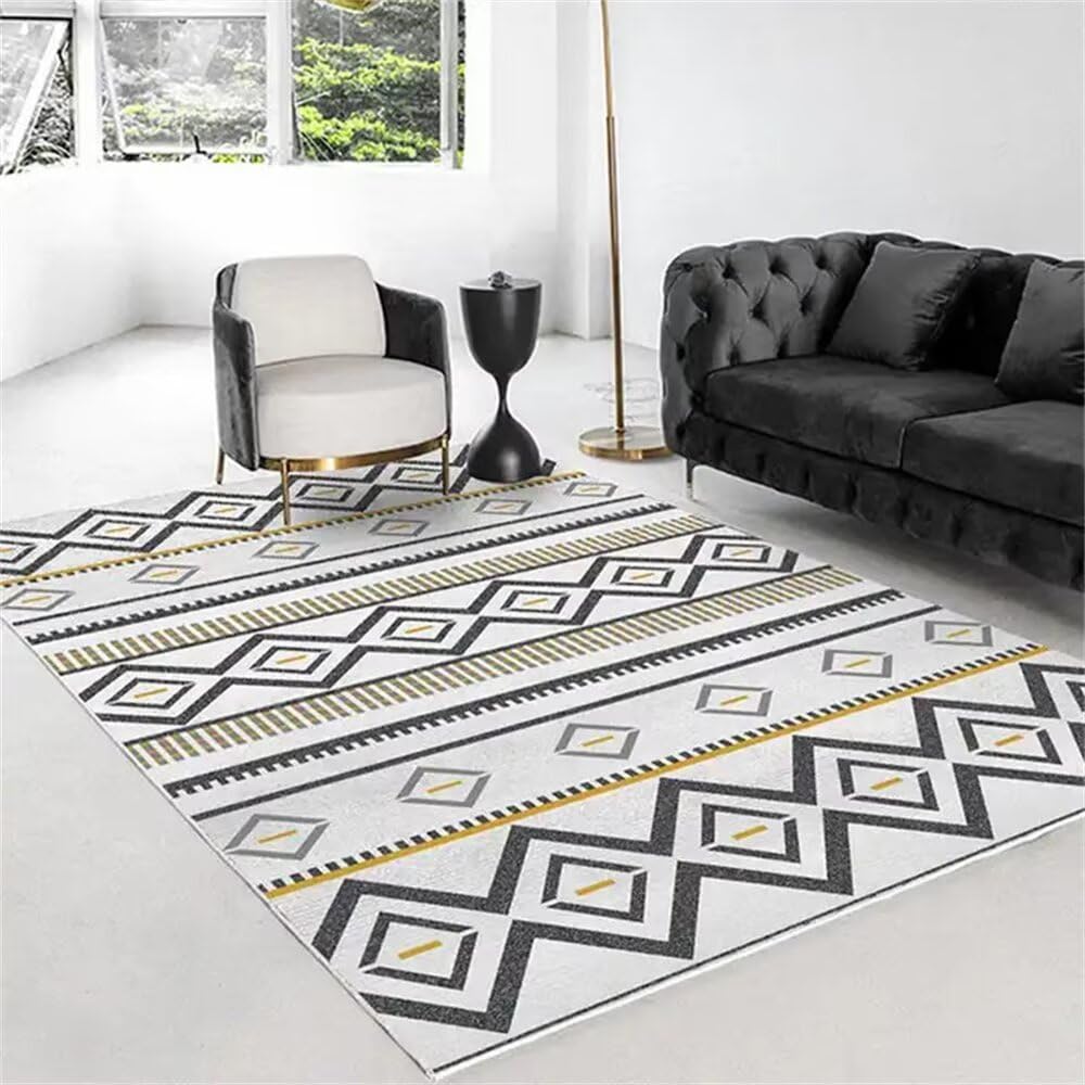Tapis g&eacute;om&eacute;triques confortables et lavables pour grand salon