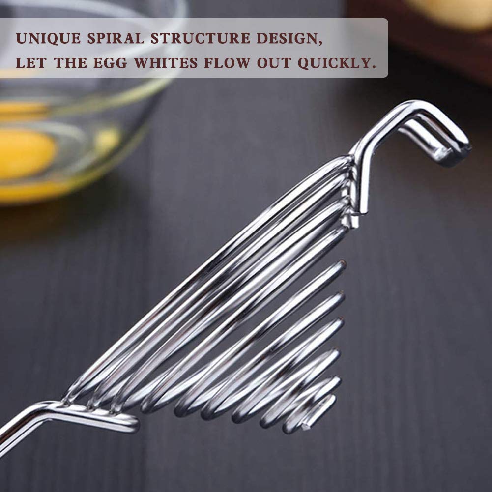 Set 2 Separatori Uova In Acciaio Inox - Professionale, Manico Lungo, Lavabile - Per Cucina E Pasticceria