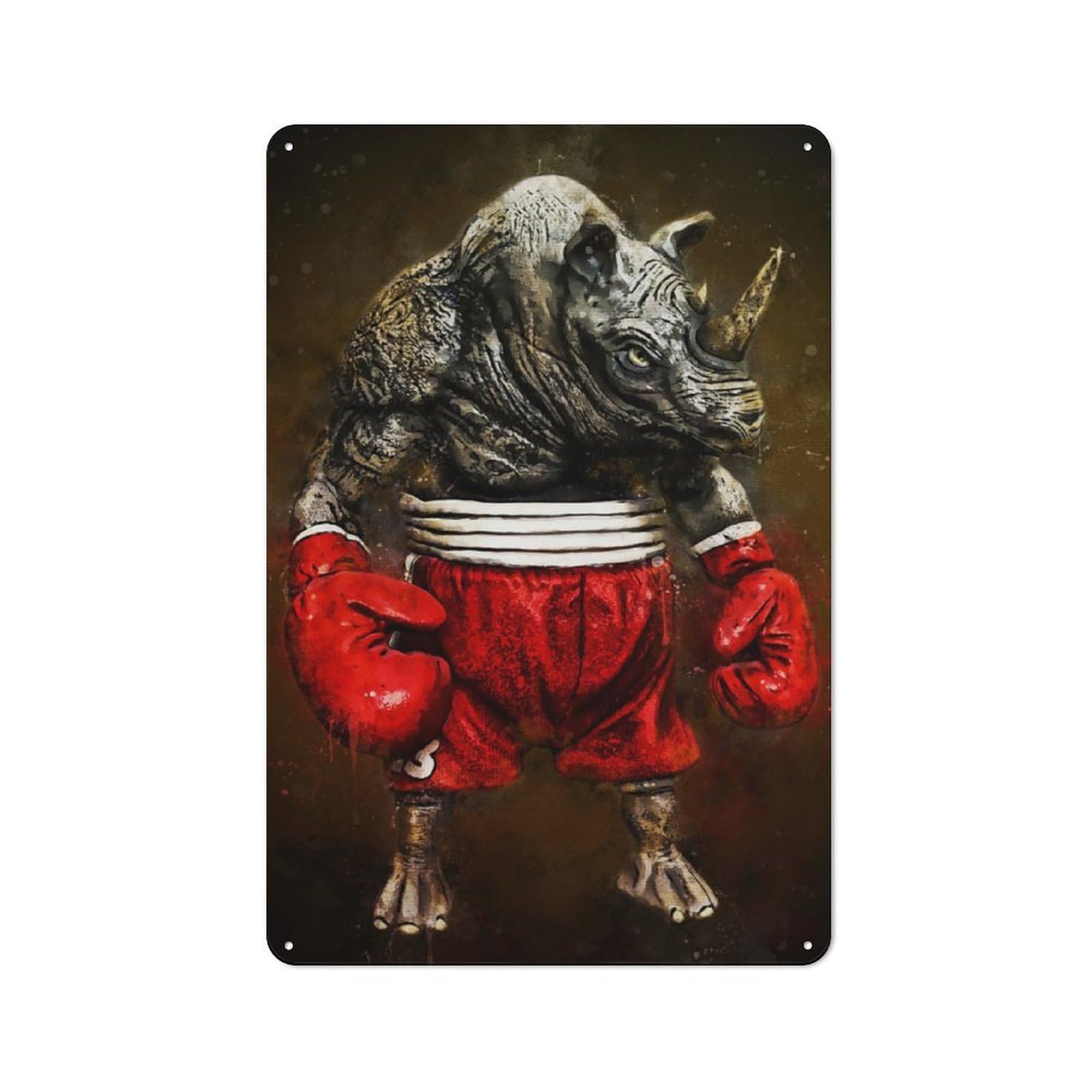 Junmoney Rhinoceros Tin Wall Plaque 30X20cm With For Pub Or Café, For Collectors Of Retro Metal Wall Decor