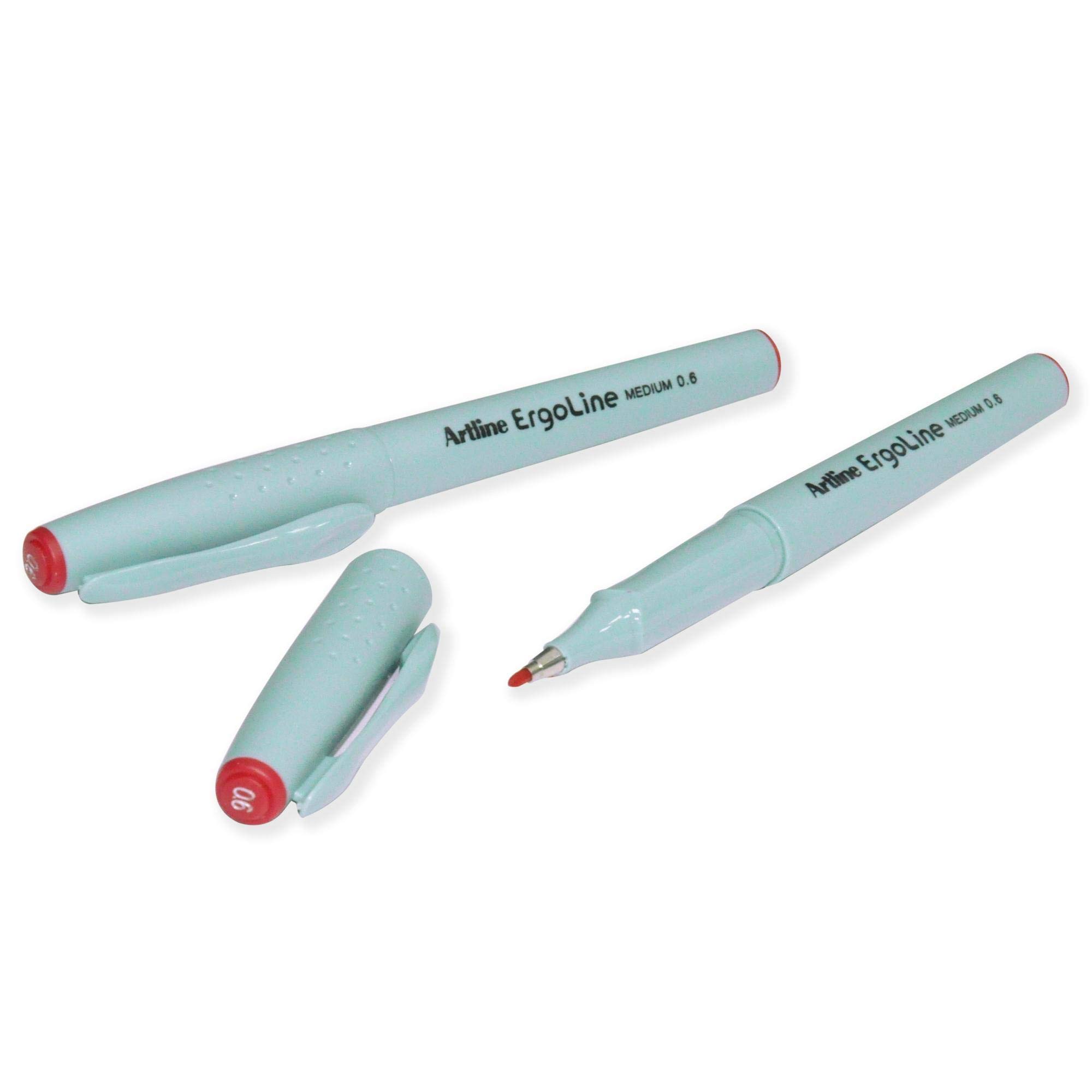 ARFP3600RE Nylon Fibre Tip Medium Ergo Line Pen, Pack of 12 Pieces (Red Color, 0.6 mm)