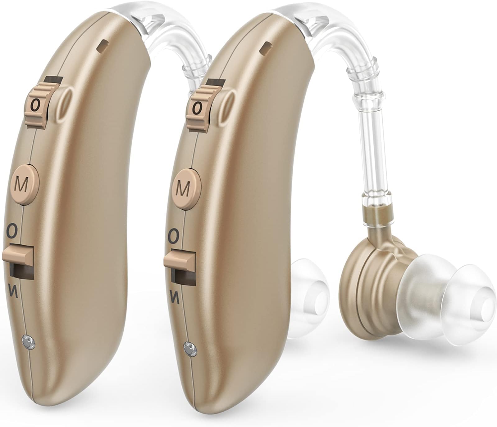F&Kcoptee Hearing Aids for Seniors Rechargeable with Noise Canceling - Hearing Amplifiers for Adults with Severe Hearing Loss - 2 Ear Amplifier Over The Counter Hearing Aid with Volume Control - Brown