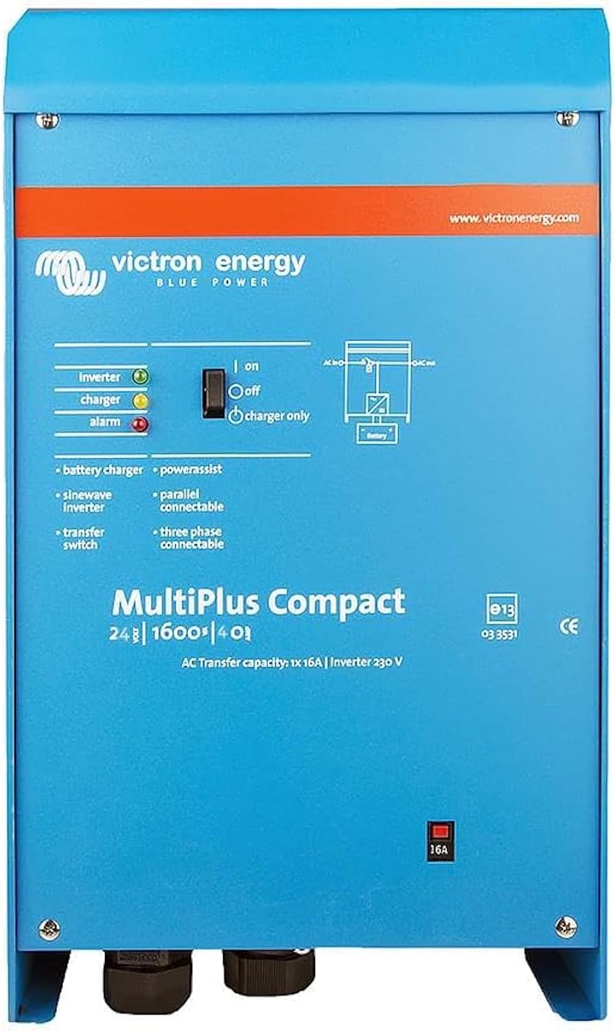 Victron Energy MultiPlus Compact Pure Sine Wave Inverter Charger for 80 amp Battery, 2000VA 12-Volt