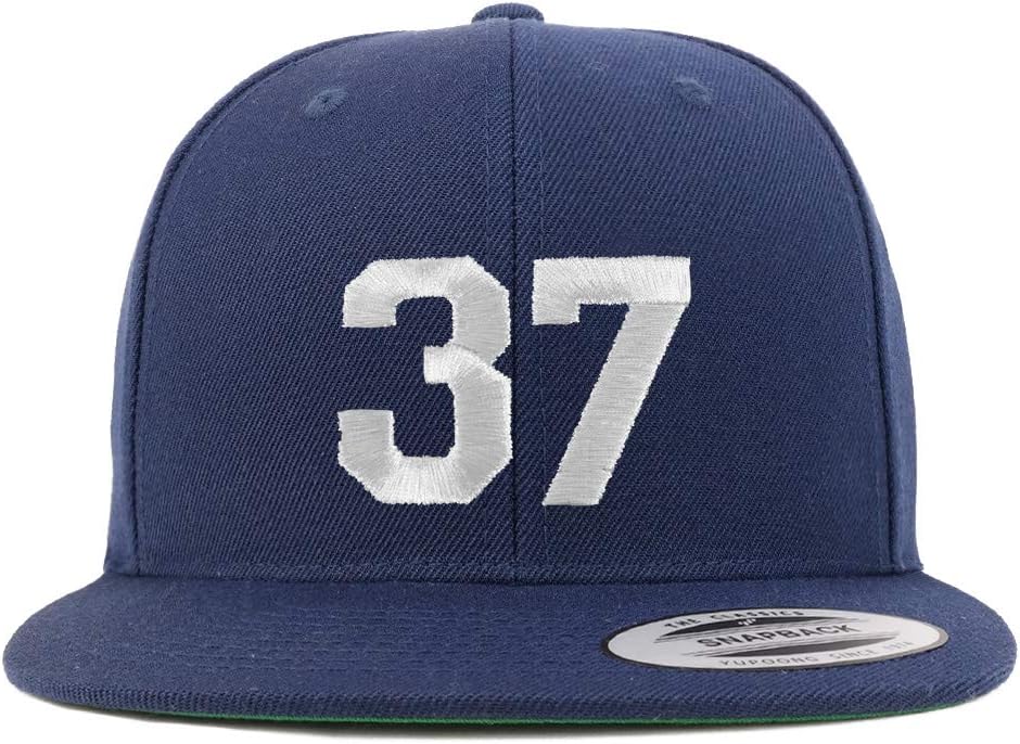 Trendy Apparel Shop Number 37 White Thread Embroidered Flat Bill Snapback Baseball Cap