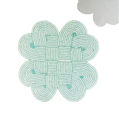 Trunkin' Set 2 Celtic Knot Embroidered Placemats (14 In, Lite Teal, Cream) | Halloween, Christmas, Thanksgiving Gifting Option #TOP2