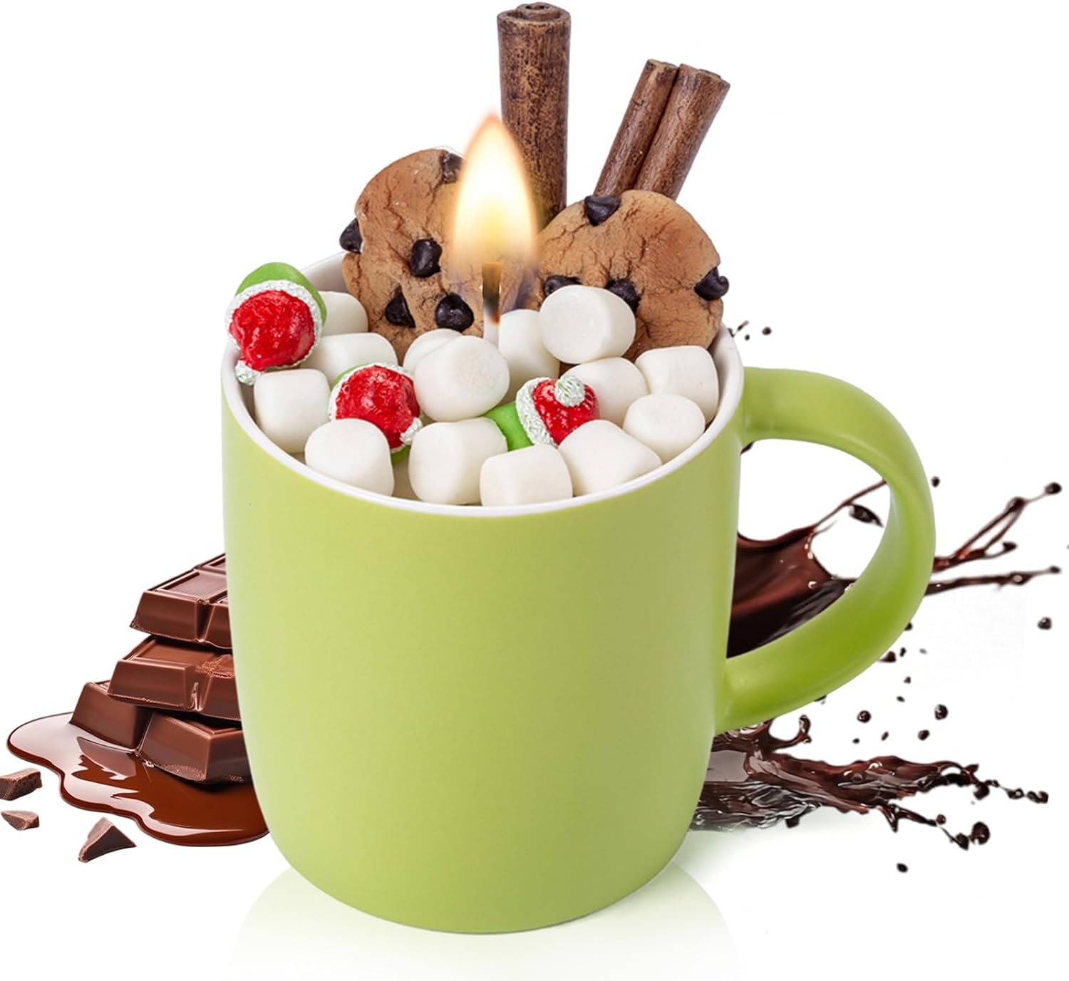 Hot Cocoa Mug Candle, Valentine’s Day Candle Gift for Her, 12.5oz Chocolate & Creamy Marshmallow Soy Wax for Home Décor, Romantic Gifts for Women Girlfriend Wife Couples