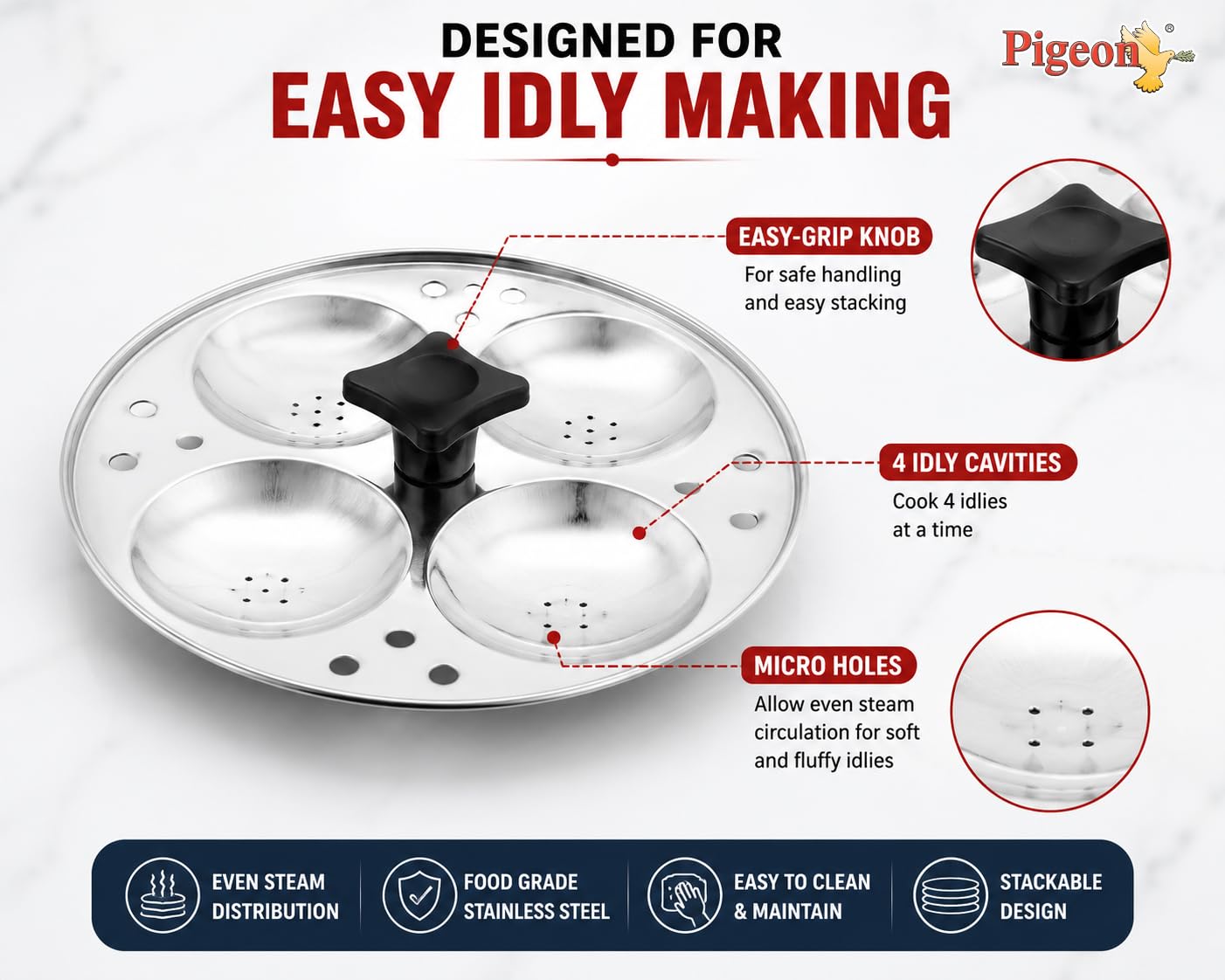 Pigeon Strainmate Pro: Stainless Steel Strainer Pot -3 Pigeon Strainmate Pro: Stainless Steel Strainer Pot -3
