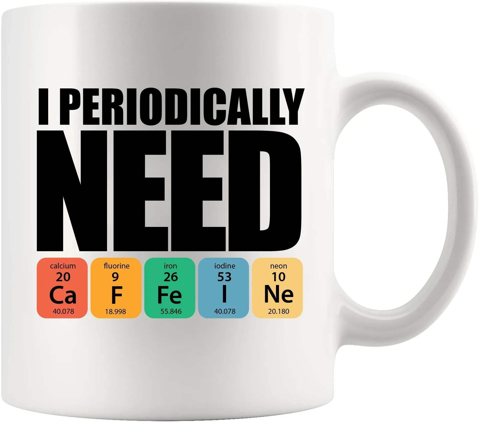 I Periodically Need Caffeine Science Gifts Chemistry Teacher Gifts From Students End Of Year Appreciation Gifts Coffee Lover Wife Mom Dad Husband Coworker Boss Ceramic Mug 11 oz White
