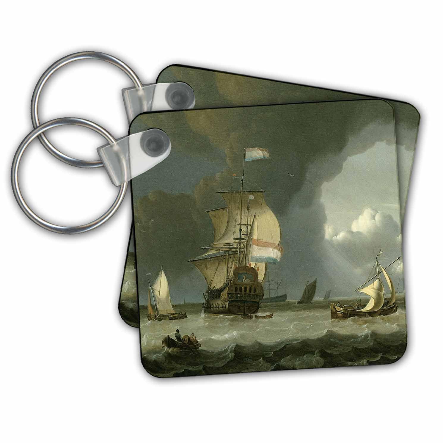set of 4 Key Chains - Dutch Ships in the Mouth of the Schelde by Jan Claesz Rietschoof BLN Sailing Ships and Seascapes Fine Art Collection
