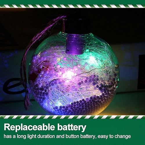Miniatura 5 de Adorno de bola de Navidad iluminada, bolas de adornos de Navidad de plástico transparente, colgantes de Navidad, adornos de bolas de Navidad con luz