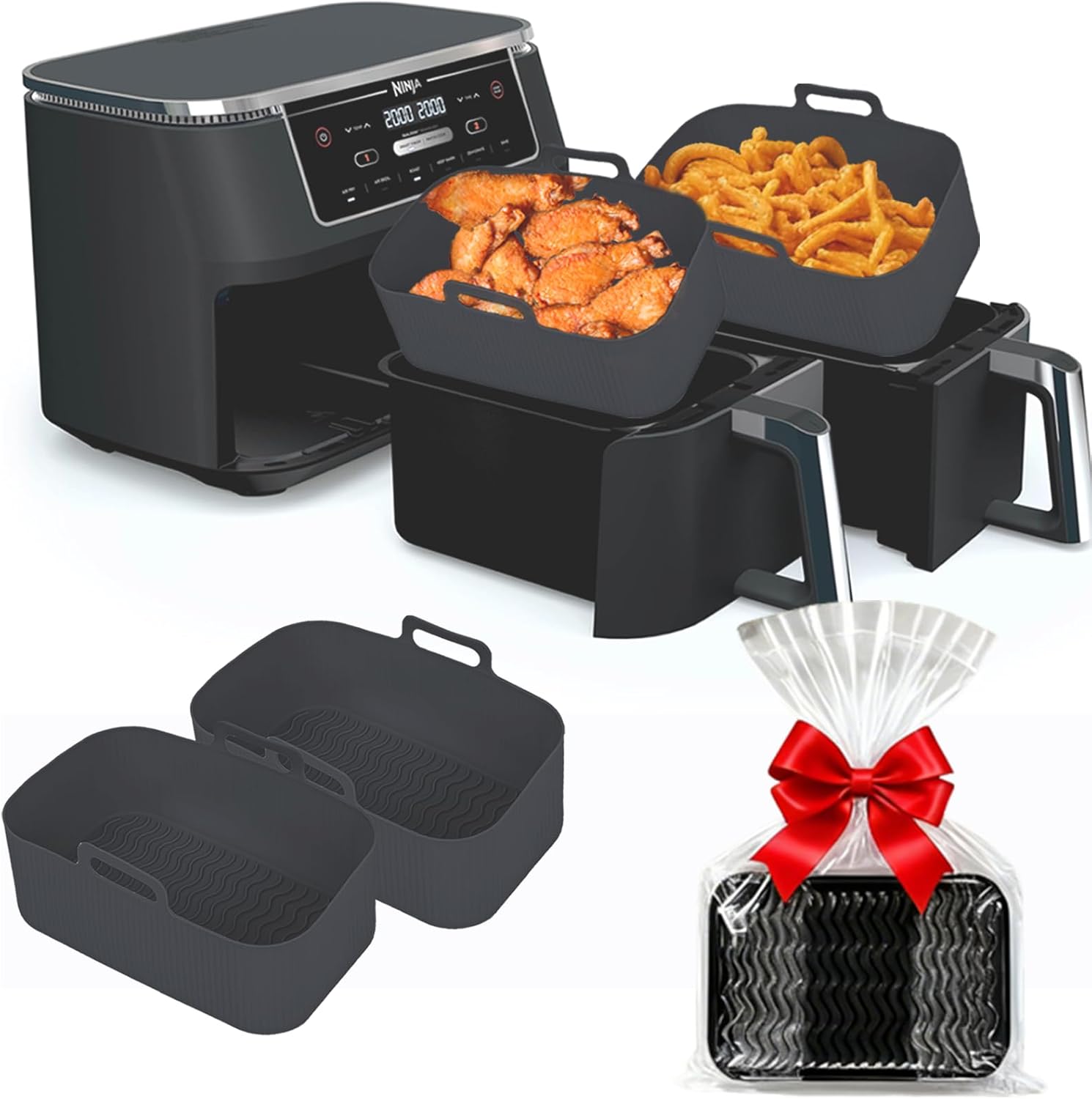 Air Fryer Siliconen Bakjes voor Dual Baskets