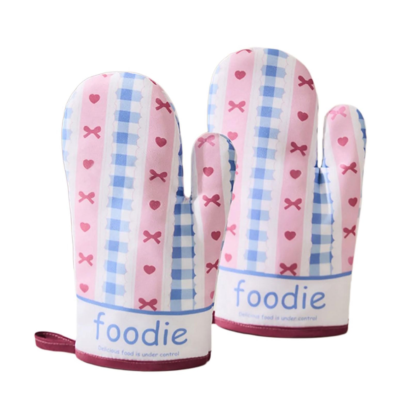 1Pair Nonslip Oven Mitts Insulation Baking Tool Thick Glove for Cooking, Grilling, Barbecue