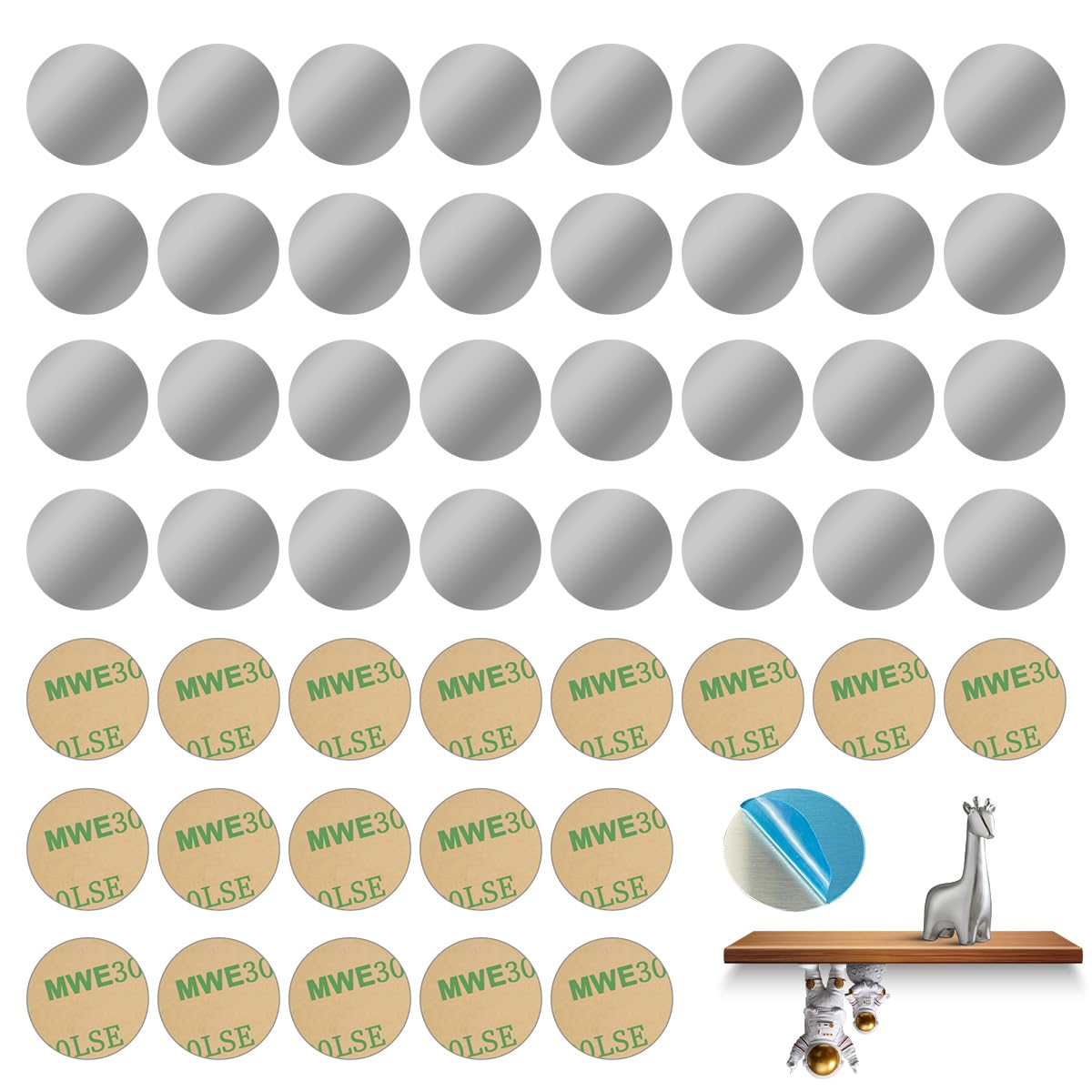50 Pezzi Piastrine Metalliche Autoadesive,Piastrine Metalliche Rotonde da 20 mm per Tonies,Piastrine Metalliche in Acciaio Inox,Piastrine Metalliche Molto Sottili per Magneti,Magneti Porta Cellulare