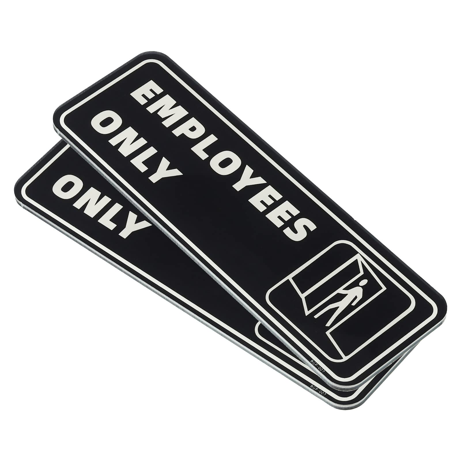 PATIKIL Employee Only Sign, 2 Pack Acrylic 9"x3" Self Adhesive Door Information Sign Sticker Signboard for Office Store Business, Black