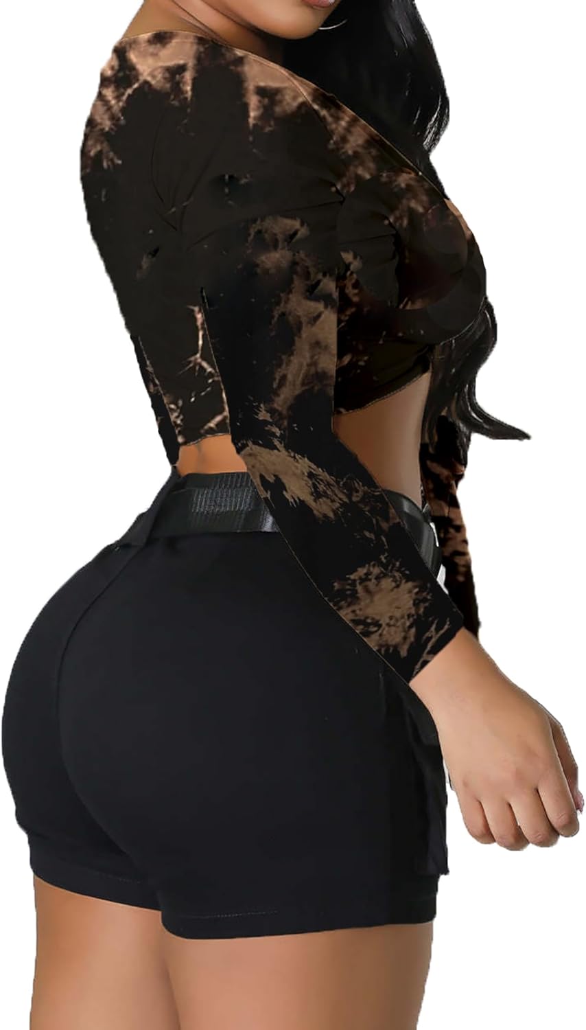 Sexy Tie-Front Tops for Women Clubwear Long-Sleeve Deep V-Neck Crop Top Basic Low Cut Shirts Trendy - Image 4