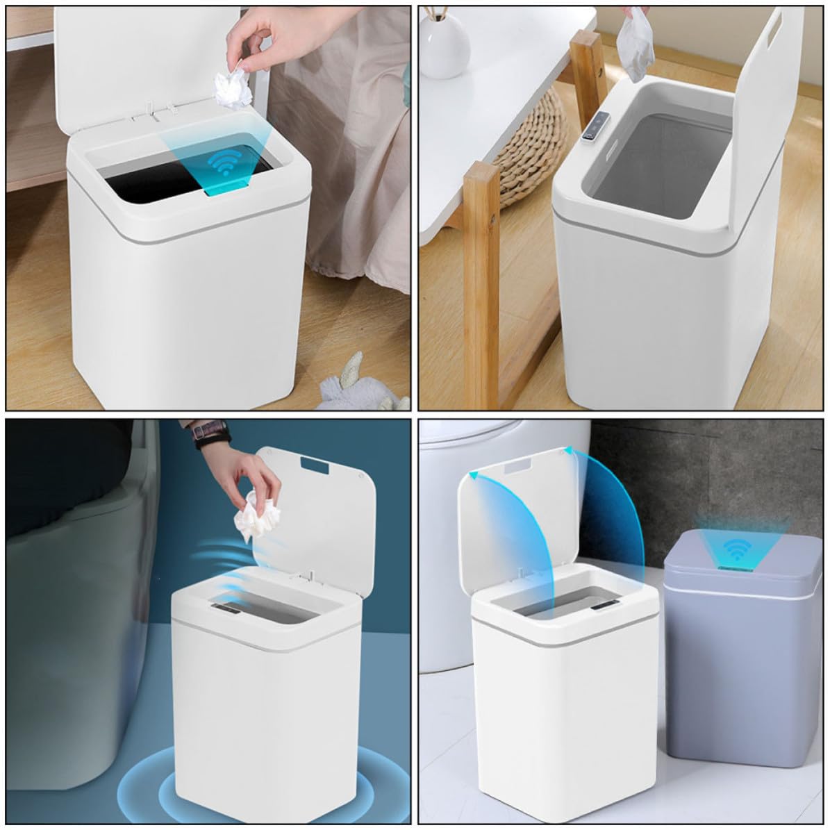 BESPORTBLE Papelera sin Contacto Inteligente de Inducción 16l Blanco