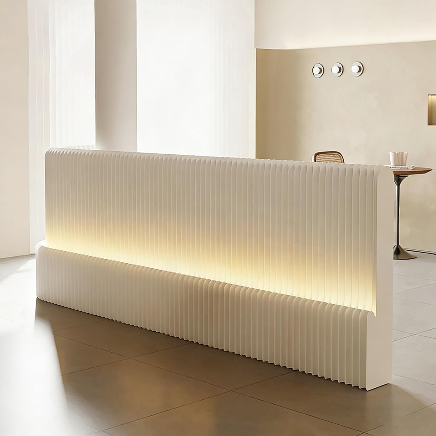 Paper Room Divider Features LED Lights Can Be Freely Bent Into Any Shape Honeycomb Structure Sturdy and Wobble-Free Lightweight and Easy to Carry(Brown,75x21.5x100-200cm)