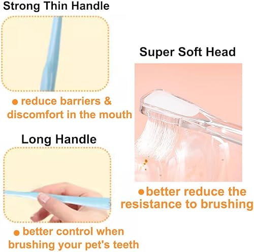 Miniatura 7 de KnocKconK Cepillo de dientes para gatos con mini cabeza suave, cepillo de dientes de dedo de 360 grado de silicona suave para mascotas, cepillo