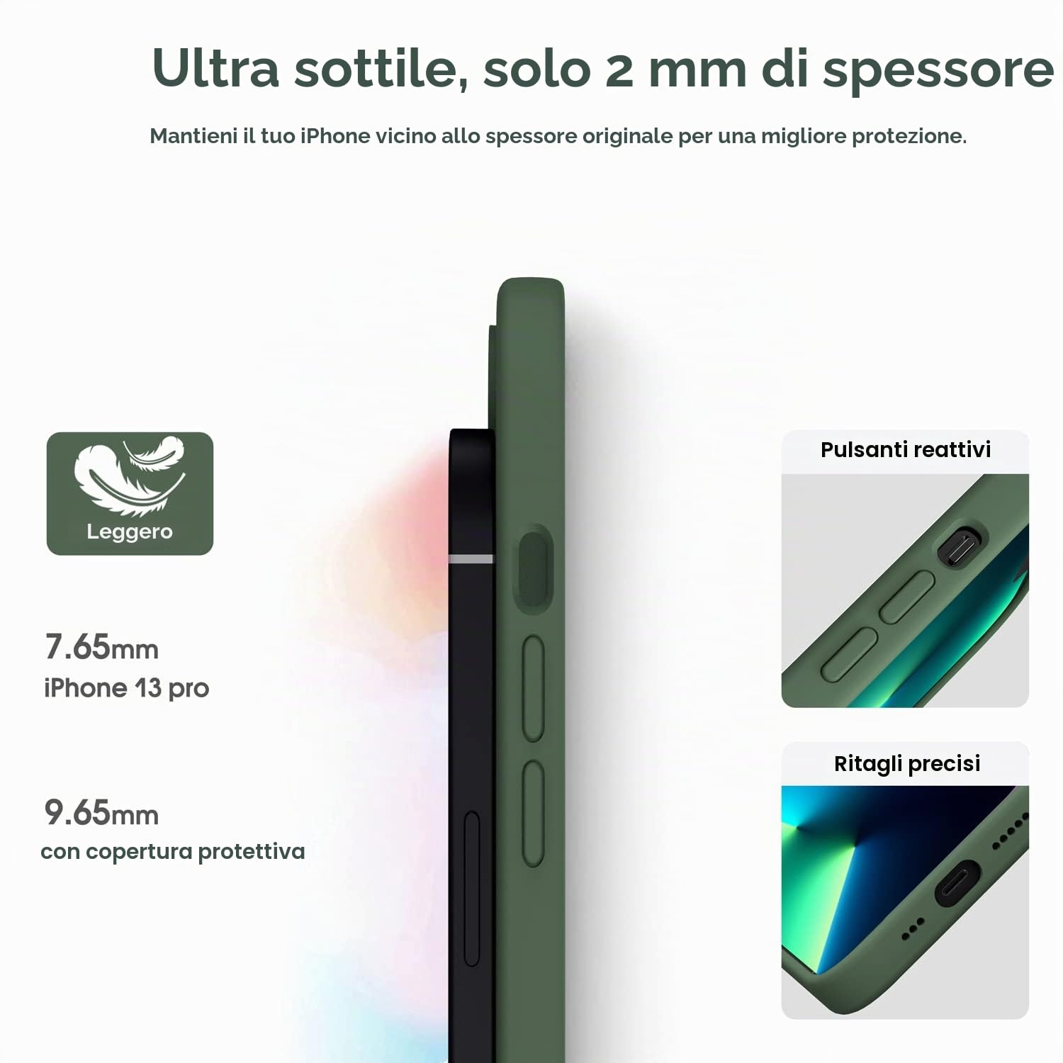 ECOCASE Custodia Sostenibile Per IPhone 13 Pro – Materiali Biodegradabili, Soft Touch E Protezione Antiurto - 2