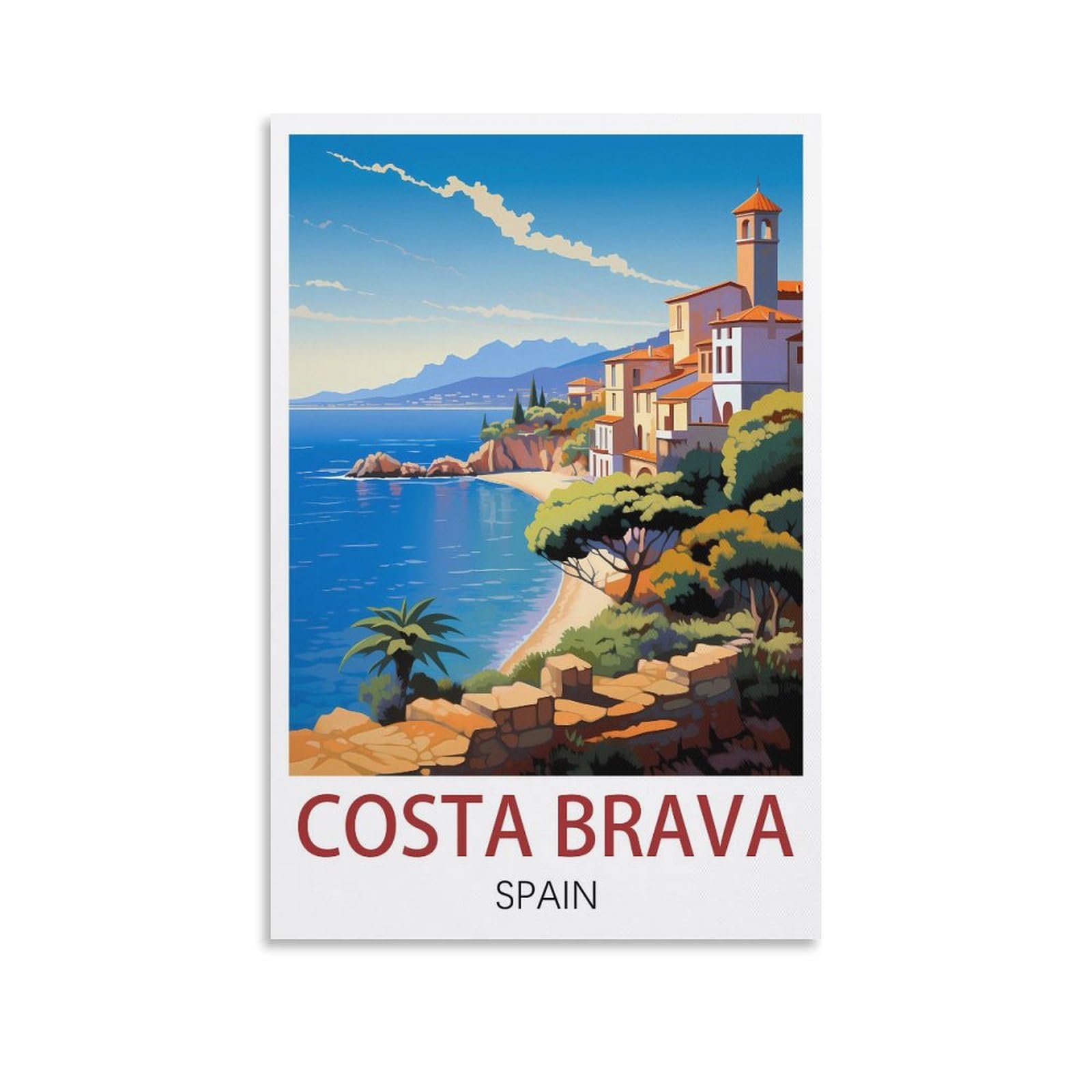 EZMLFA Diamond Art Kits Adults,Costa Brava Spain,5D Dimond Picture, Crystal Gem Art Crafts for Boys Girls, DIY Mosaic Creations Set for Home Decor 40x50cm