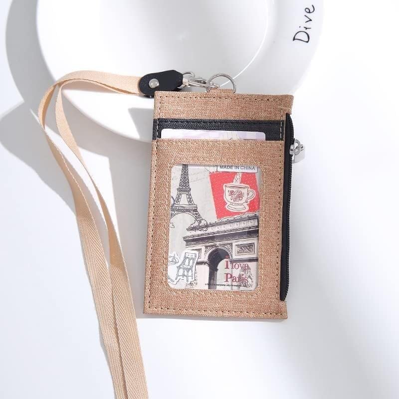 Titolari di Carte Distintivo Carta Raffinata 3 Pezzi Custodie d'Identità Cinturino da Collo in Pelle Unisex Cordino Display Porta Carte di Credito Personale Banca Bus Portafoglio Custodie for Distinti