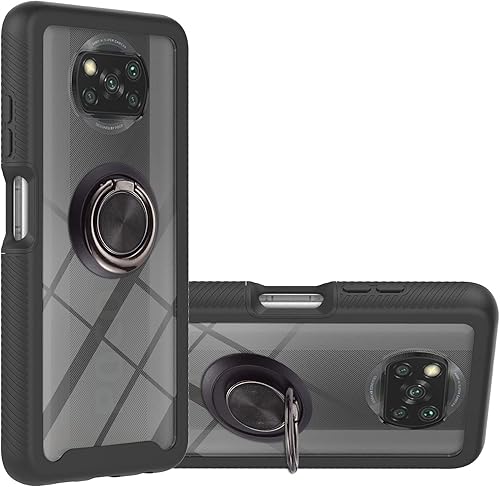 Miniatura 2 de Funda compatible con Xiaomi Poco X3 NFC, compatible con Xiaomi Poco X3 ProPoco X3 Ring Stand 3 en 1, color negro