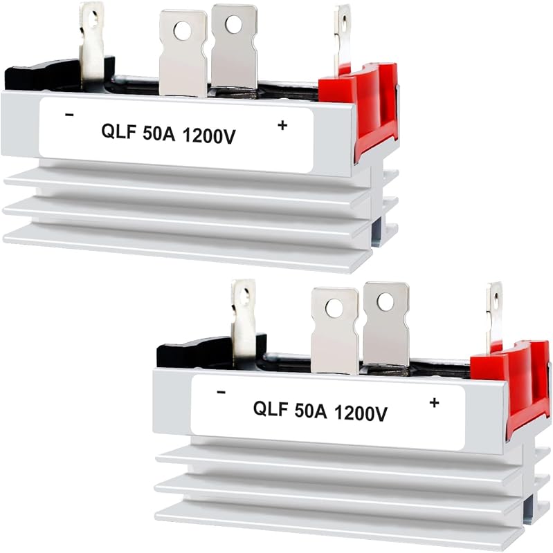 (2 piezas) Puente rectificador completo 50A; Entrada: 3V-400Vac; Ca a CC; 1200 V; con disipador de calor; diodo rectificador; 12 V 24 V 48 V 110 V 120 V 240 V se pueden utilizar ambos